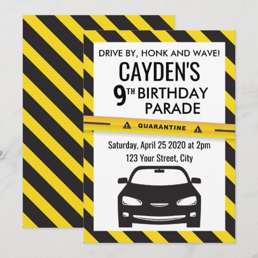 Invitation à la parade d'anniversaire en quarantai (Devant / Derrière)