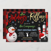 Invitation à la partie de bowling de Noël, fête de (Devant / Derrière)