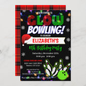 Invitation à la partie de Noël Glow Bowling (Devant / Derrière)