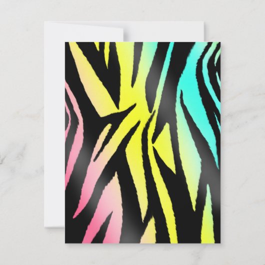 Invitation à la partie d'impression Neon Zebra (Dos)