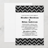 Invitation à la Parties scintillant Chevron Argent (Devant / Derrière)