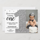 Invitation à la Parties scintillant d'argent Faux  (Devant)