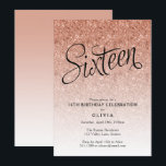 Invitation à la Parties scintillant Gold Ombre Ros<br><div class="desc">Cette invitation à la fête d'anniversaire à l'ombre d'or rose branché présente une parties scintillant brillante d'or faux rose et une tête de typographie audacieuse. Ajoutez votre texte personnalisé à l'aide du formulaire modèle. Des options supplémentaires pour le texte et la mise en page sont disponibles si vous choisissez de...</div>