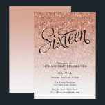 Invitation à la Parties scintillant Gold Ombre Ros<br><div class="desc">Cette invitation à la fête d'anniversaire à l'ombre d'or rose branché présente une parties scintillant brillante d'or faux rose et une tête de typographie audacieuse. Ajoutez votre texte personnalisé à l'aide du formulaire modèle. Des options supplémentaires pour le texte et la mise en page sont disponibles si vous choisissez de...</div>