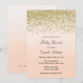 Invitation à la pêche et au Baby shower d'or (Devant / Derrière)