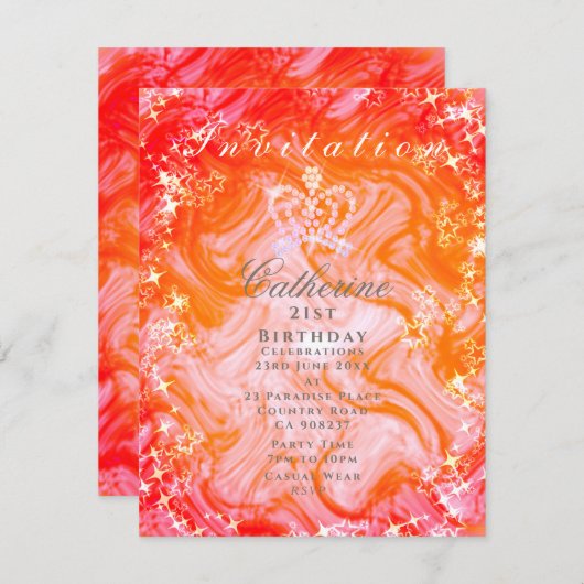 Invitation à la pêche Orange Gradient Crown (Devant / Derrière)