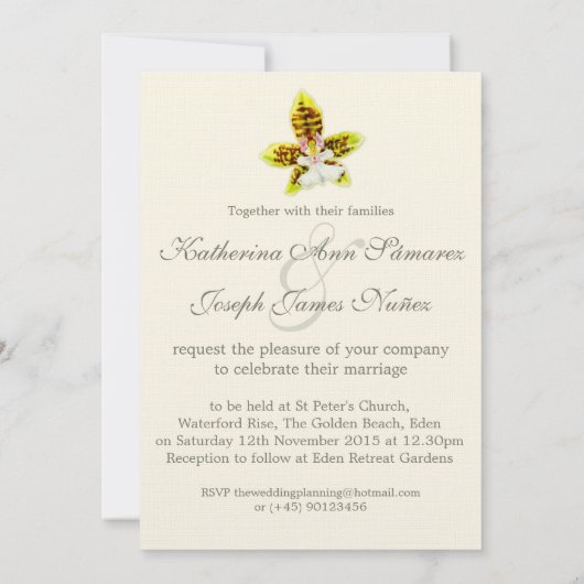 Invitation à la peinture mariage sur orchidées (Dos)