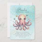 Invitation à la pieuvre d'anniversaire mignonne (Devant)