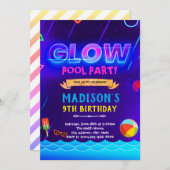 Invitation à la piscine à lueur de Neon (Devant / Derrière)