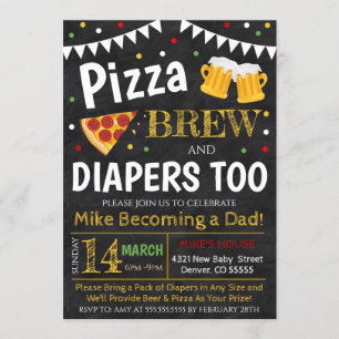 Invitation à la pizza et au Baby shower de bière