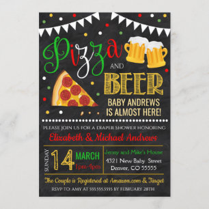 Invitation à la pizza et au Baby shower de la bièr