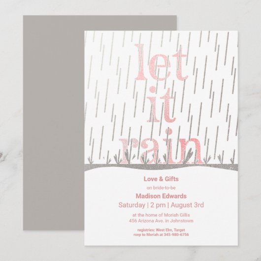 Invitation à la pluie de pluie nuptiale de pluie (Devant / Derrière)
