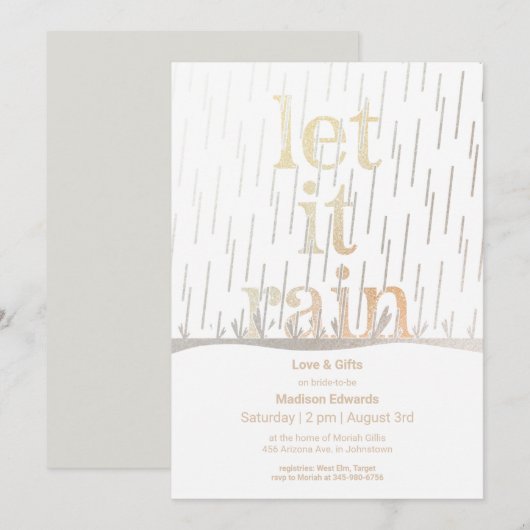 Invitation à la pluie de pluie nuptiale de pluie (Devant / Derrière)