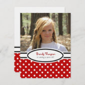 Invitation à la Polka Dot Party rouge, noir et bla (Devant / Derrière)