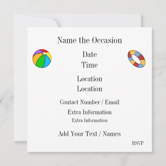 Invitation à la Pool Party, etc. (Dos)