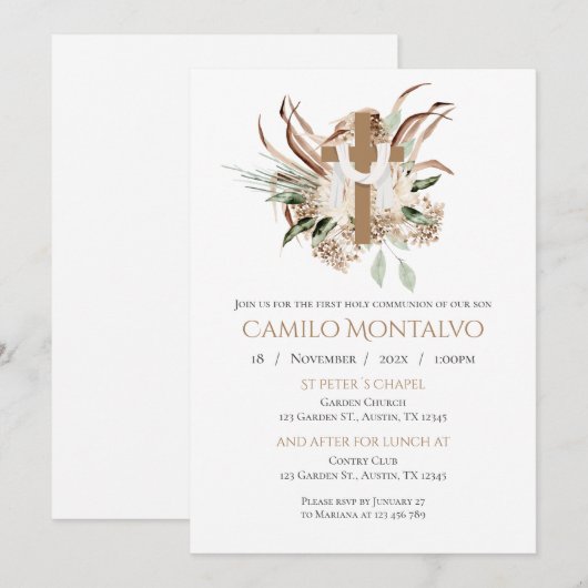 Invitation à la première communion (Devant / Derrière)