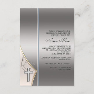 Invitation à la première communion argent et or él