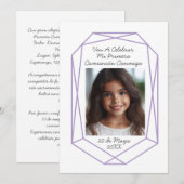 Invitation à la Première Communion avec Photo (Devant / Derrière)