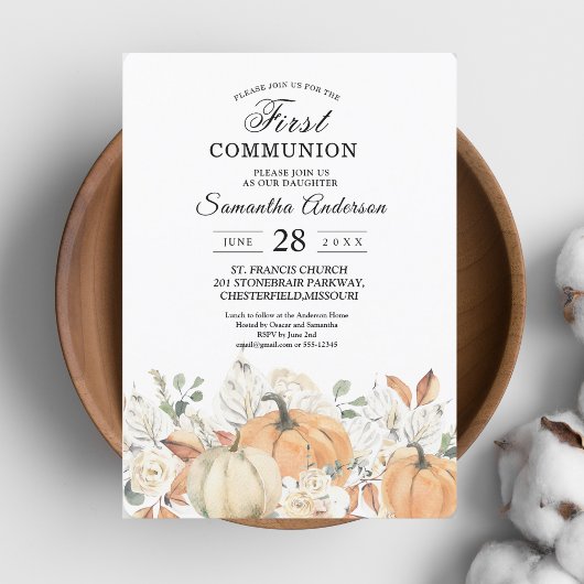 Invitation à la première communion | Citrouilles a