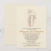 Invitation à la première communion - Croix élégant (Devant / Derrière)