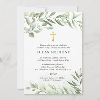 Invitation à la première communion dans l'eucalypt