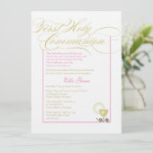 Invitation à la première communion de fille - rose (Debout devant)
