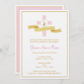 Invitation à la première communion de fille - rose (Devant / Derrière)
