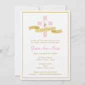 Invitation à la première communion de fille - rose (Devant)