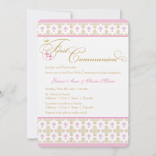 Invitation à la première communion de filles jumel (Devant)