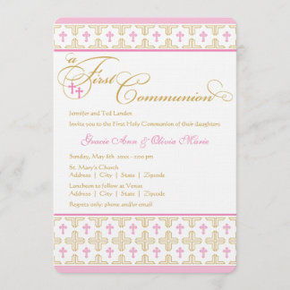Invitation à la première communion de filles jumel