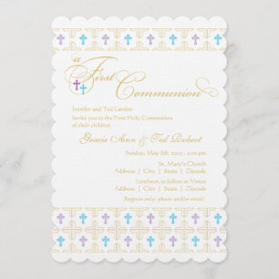 Invitation à la première communion de jumeaux