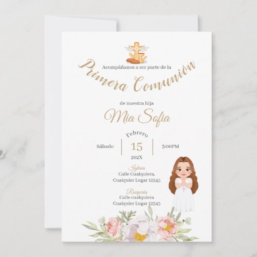 Invitation à la première communion des filles à fe (Devant)