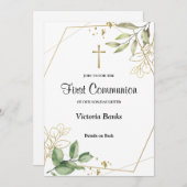 Invitation à la première communion d'or de verdure (Devant / Derrière)