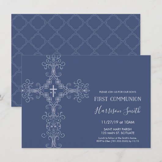 Invitation à la première communion du garçon - Cro (Devant / Derrière)