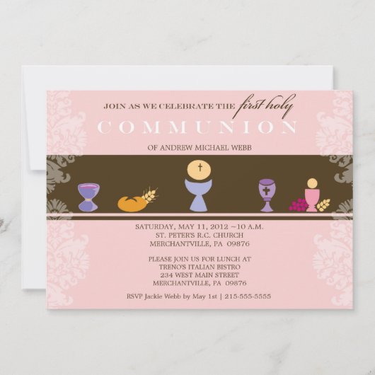 Invitation à la première communion féminine (Devant)