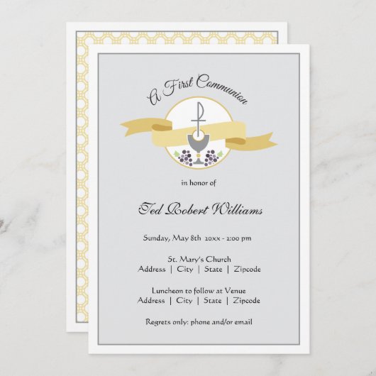 Invitation à la première communion - Garçon (Devant / Derrière)