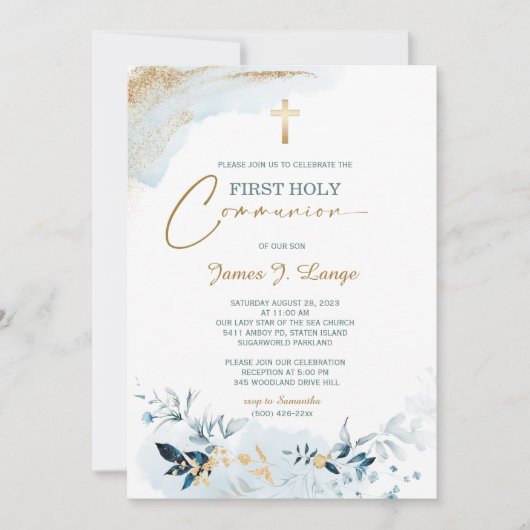 Invitation à la Première Communion Garçon (Devant)