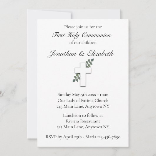 Invitation à la première communion jumelle (Devant)