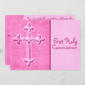 Invitation à la première communion sainte rose (Devant / Derrière)