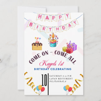 Invitation à la première fête d'anniversaire, enfa