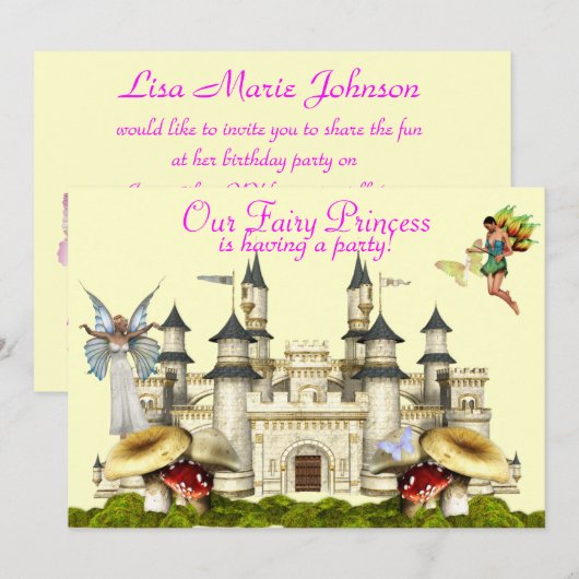 invitation à la princesse fairy (Devant / Derrière)