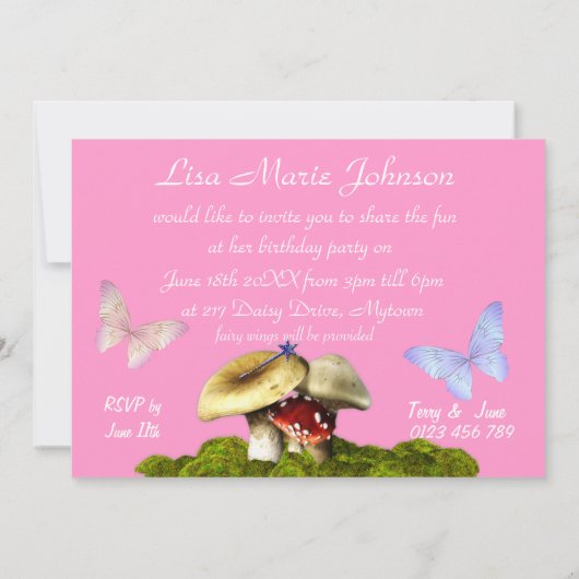 invitation à la princesse fairy (Dos)