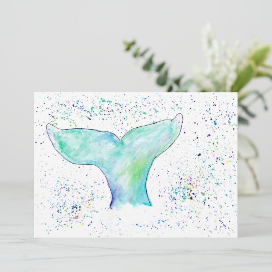 Invitation à la queue de baleine d'aquarelle (Debout devant)