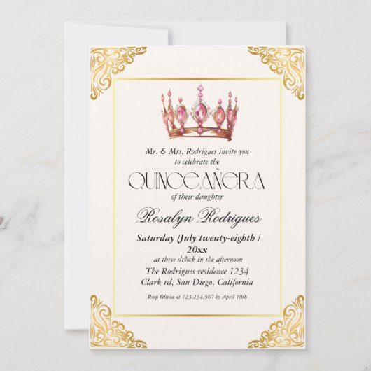 Invitation à la Quinceanera  (Devant)