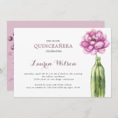 Invitation à la Quinceanera rose (Devant / Derrière)