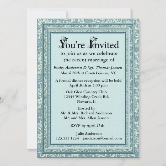 Invitation à la réception après mariage (Devant)