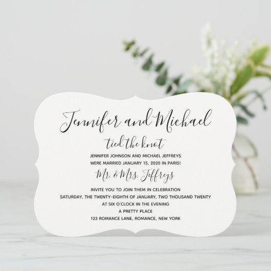 Invitation à la réception après mariage -- Ont uni (Debout devant)