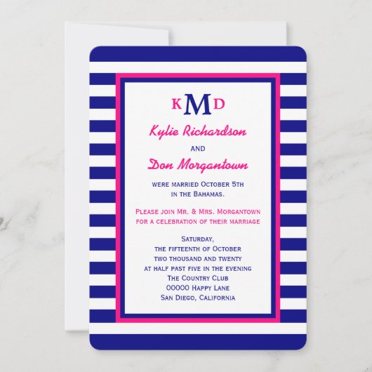 Invitation à la réception après mariage Rose et Na (Devant)