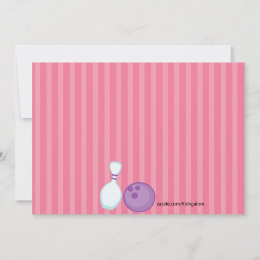 Invitation à la réception de bowling de filles ros (Dos)