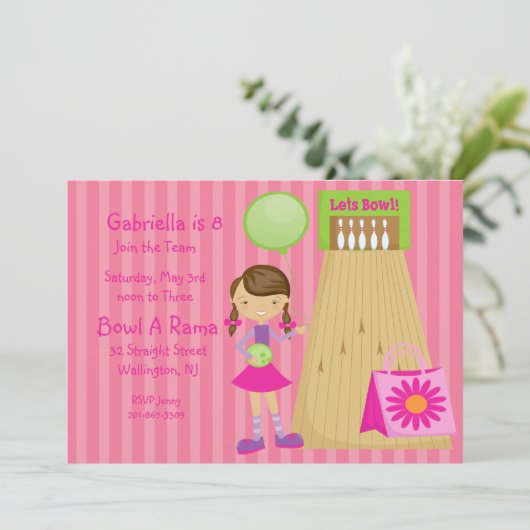 Invitation à la réception de bowling de filles ros (Debout devant)